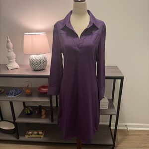 Ellie Kai Purple Geometric Long Sleeve Collared Shift Dress – Size 8
